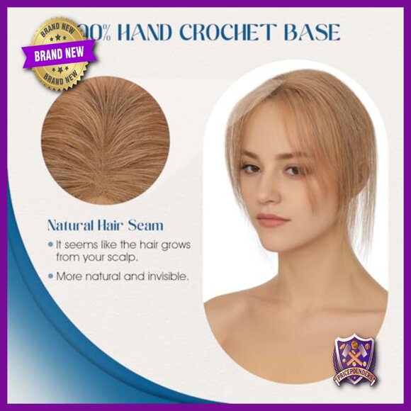 Human Hair Topper with Side Bangs, T-Part Lace Base, 11 Inch Length main image 4